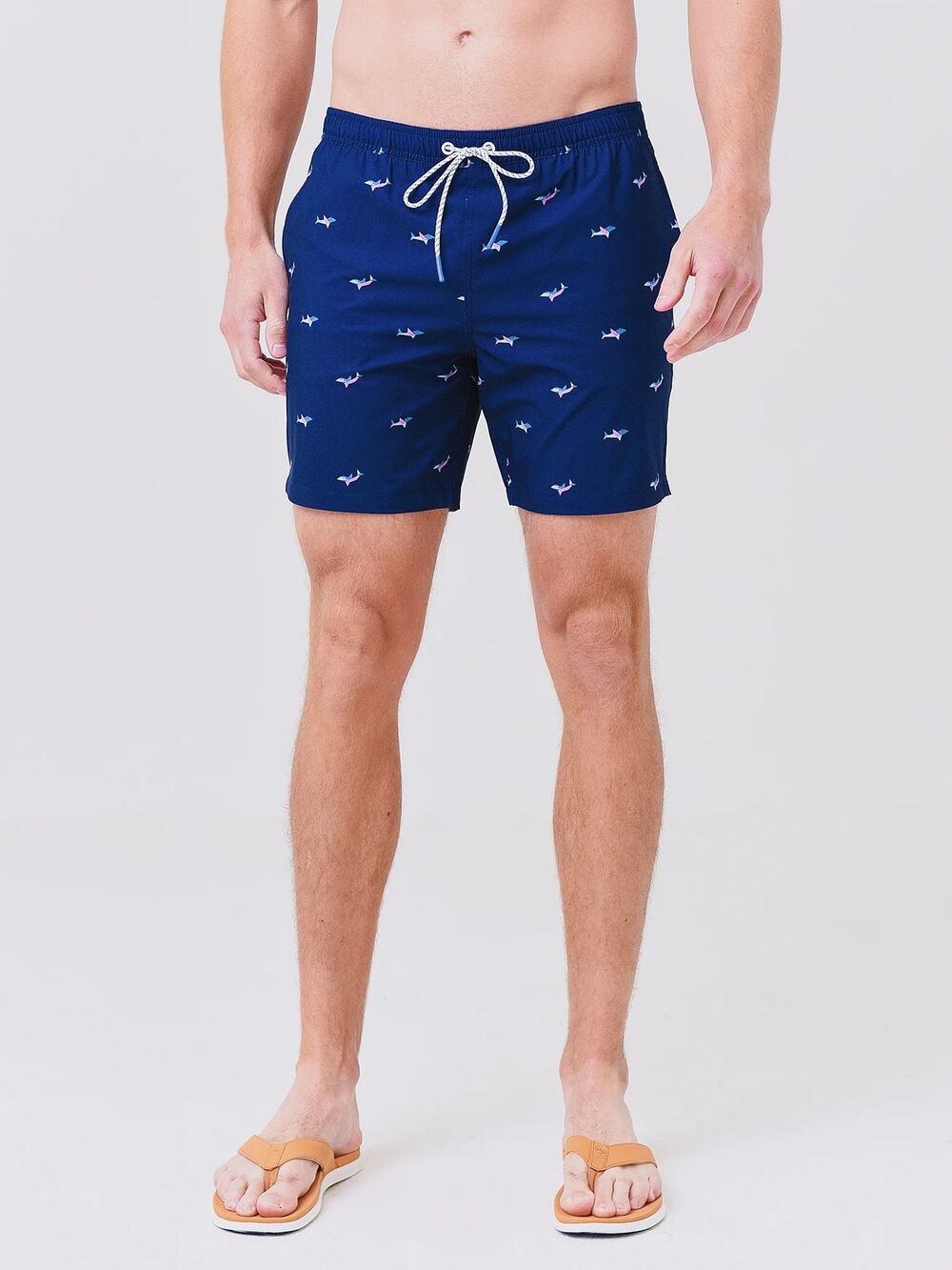 Bonobos Riviera Swim Trunk Navy Blue Shark Print Mesh Lined Summer Men's XL
